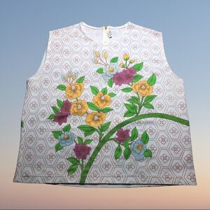 1960’s Vintage Floral‎ Geometric Mod Blouse Shirt - Starlight Trading Inc Sz 42
